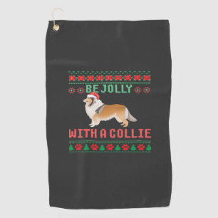 Hund hässlicher Weihnachtspullover Sei fröhlich mi Golfhandtuch