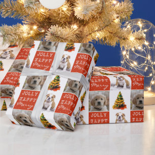 Hund Haustier 2 Fotos Weihnachtsbaum Wasserfarbe Geschenkpapier