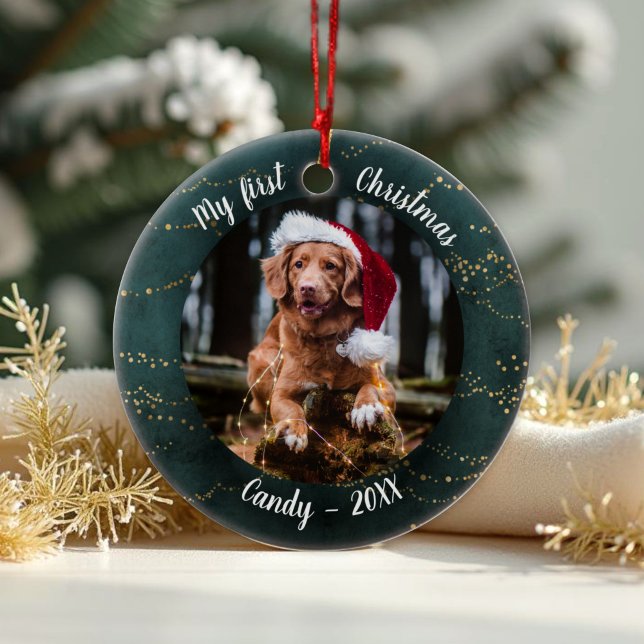 Hund Haustier Erstes Weihnachtsfest Foto Rusti Fai Keramik Ornament (Von Creator hochgeladen)