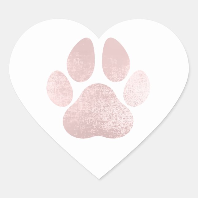 Hund Haustier Rose Paw Niedlich Herz Weiß Herz-Aufkleber (Vorderseite)