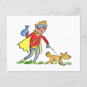 Hund-Held Postkarte