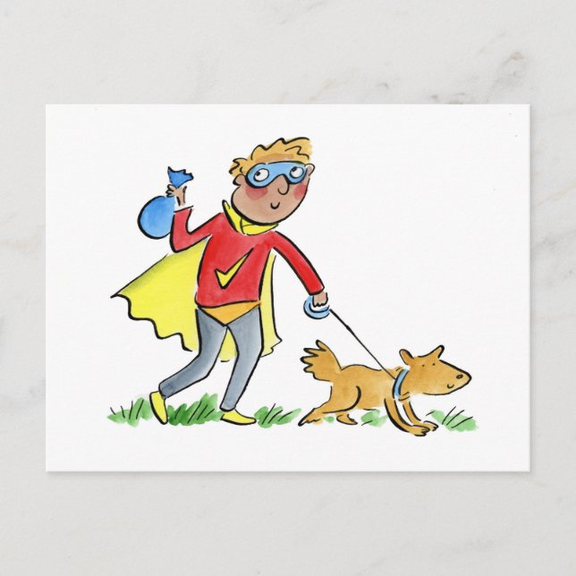 Hund-Held Postkarte (Vorderseite)