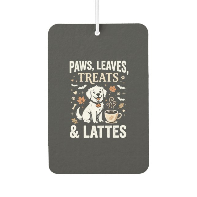 Hund Herbst Latte Halloween Autolufterfrischer (Vorderseite)