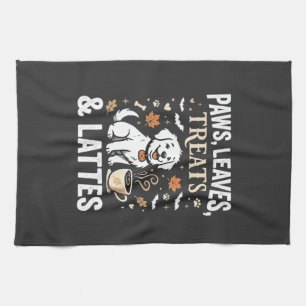 Hund Herbst Latte Halloween Geschirrtuch