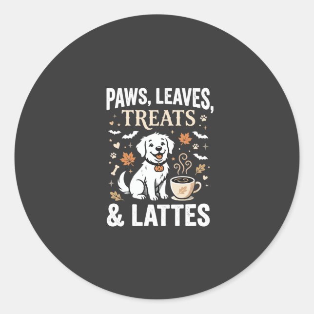 Hund Herbst Latte Halloween Runder Aufkleber (Vorderseite)