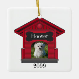 Hund Hochladen Foto Hundehaus w Knochen Weihnachte Keramikornament