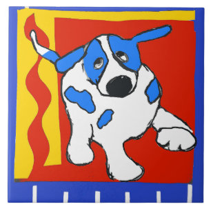 Hund, holländischer Delft Look Fliese