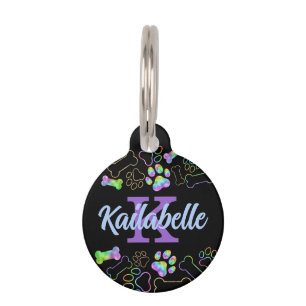 Hund Holographic Ombre Rainbow Monogram Pet ID Tag Haustiermarke