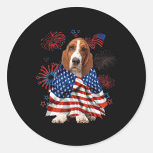 Hund-Hund American USA Flag 4. Juli Hund Lo Runder Aufkleber