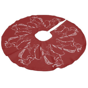 Hund Hund Weihnachtsbaum Rock Dog Tree Skirts Leinenimitat Weihnachtsbaumdecke