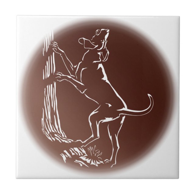 Hund Hunde Keramik Tile Jägerdekor Fliese (Vorderseite)