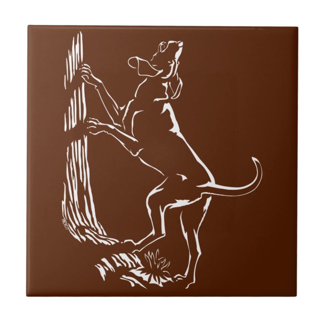 Hund Hunde Keramik Tile Jägerdekor Fliese (Vorderseite)