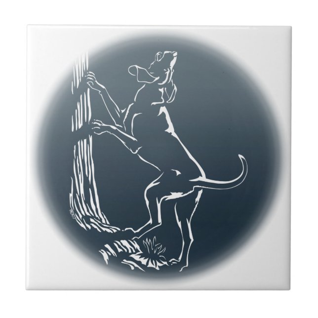 Hund Hunde Keramik Tile Jägerdekor Fliese (Vorderseite)