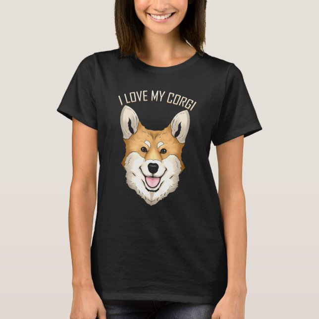 Hund I Liebe Mein Corgi T-Shirt (Vorderseite)