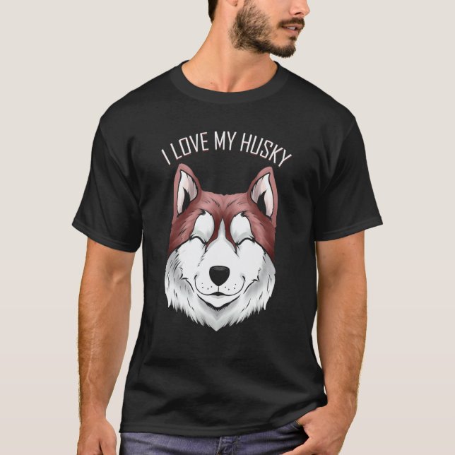 Hund   Ich Liebe Meinen Husky T-Shirt (Vorderseite)