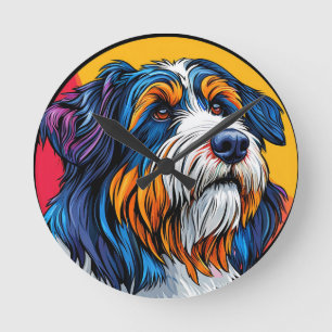 Hund illustriert lebendige Kreativität Runde Wanduhr