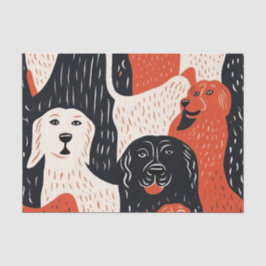 Hund illustriertes Muster Seidenpapier