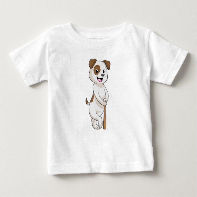 Hund im Baseball mit Baseballschläger Baby T-shirt (Vorderseite)