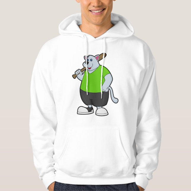 Hund im Baseball mit Baseballschläger Hoodie (Vorderseite)