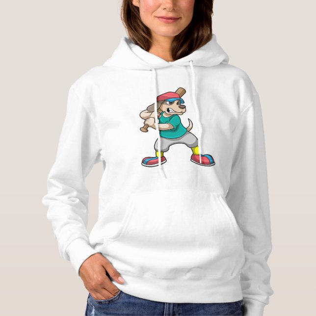 Hund im Baseball mit Baseballschläger Hoodie (Vorderseite)