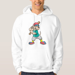 Hund im Baseball mit Baseballschläger Hoodie