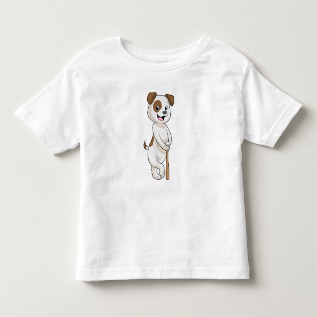Hund im Baseball mit Baseballschläger Kleinkind T-shirt (Vorderseite)