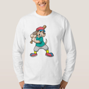 Hund im Baseball mit Baseballschläger T-Shirt