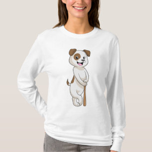 Hund im Baseball mit Baseballschläger T-Shirt