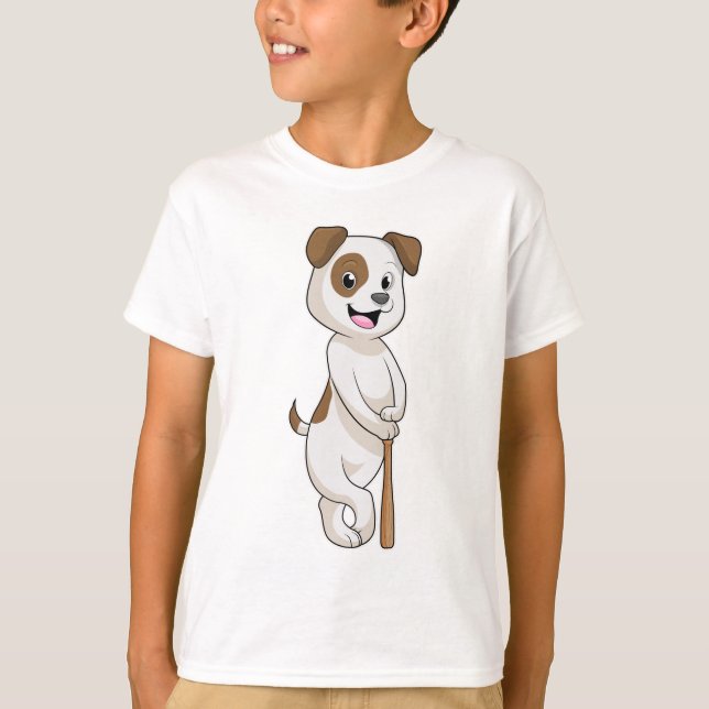 Hund im Baseball mit Baseballschläger T-Shirt (Vorderseite)