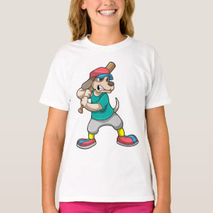 Hund im Baseball mit Baseballschläger T-Shirt