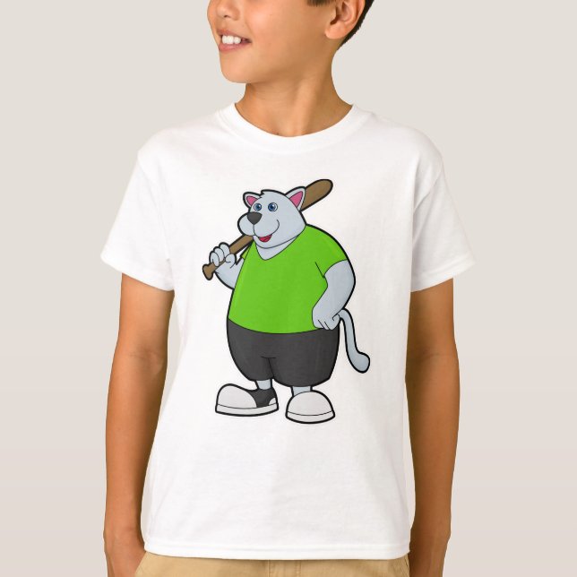 Hund im Baseball mit Baseballschläger T-Shirt (Vorderseite)