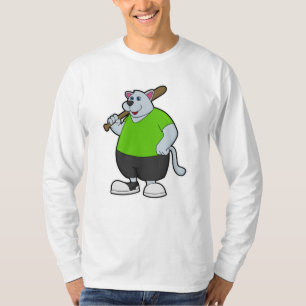 Hund im Baseball mit Baseballschläger T-Shirt