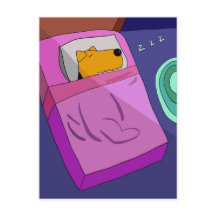 Hund im Bett Postkarte