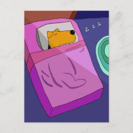 Hund im Bett Postkarte