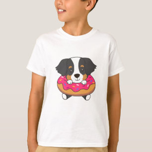 Hund im Donat Berner Berg Hund Rosa Donuts T-Shirt