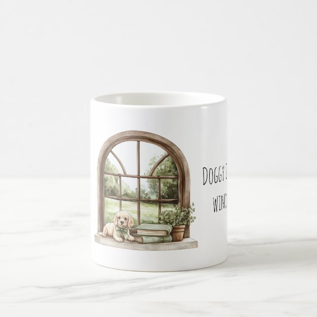 Hund im Fenster Kaffeetasse (Mittel)