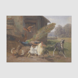 Hund im Geflügelhof von Carl Jutz Seidenpapier