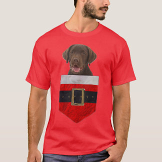 Hund im Pocket Santa Chocolate Labrador T-Shirt