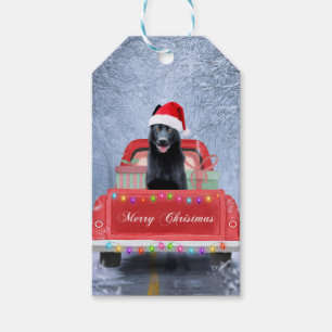 Hund im Schnee, der in Weihnachten sitzt Geschenkanhänger