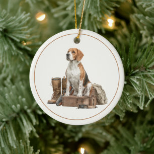 Hund im Vintage-Stil im Wasserfarbendesign für die Keramik Ornament