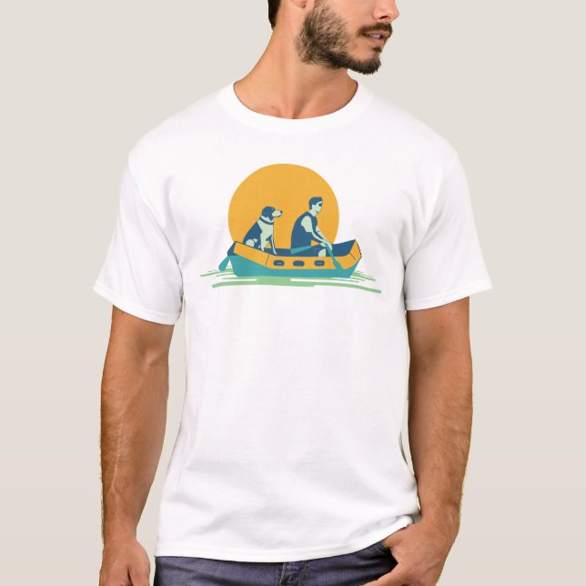 Hund im Wildwasserboot T-Shirt (Vorderseite)
