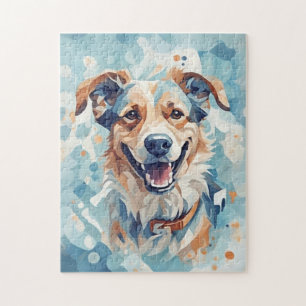 Hund in blauem Mosaik Puzzle