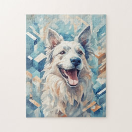 Hund in blauem Mosaik Puzzle