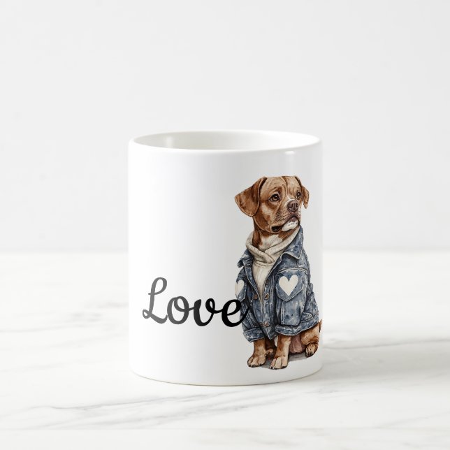 Hund in Blue Denim Jacket Kaffeetasse (Mittel)