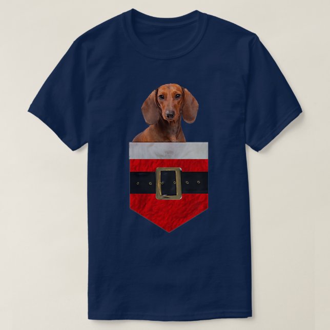 Hund in der Pocket Santa Dackel T-Shirt (Design vorne)