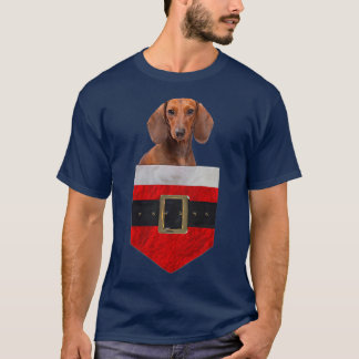 Hund in der Pocket Santa Dackel T-Shirt