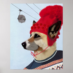 Hund in der Ski-Strickjacke Poster