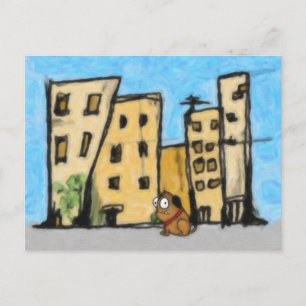 Hund in der Stadt Postkarte