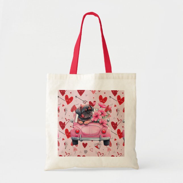 Hund in einem Auto mit Herz Tragetasche (Vorne)