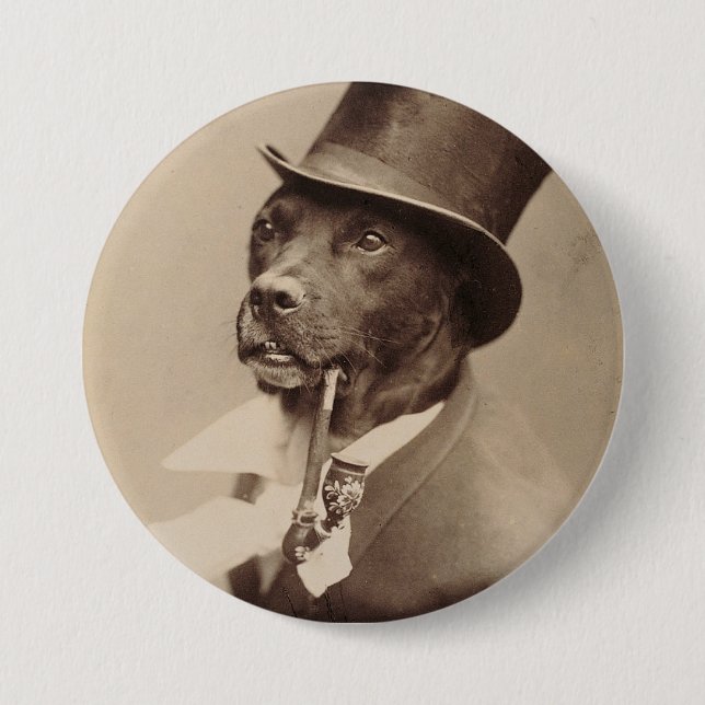 Hund in einem Hut Button (Vorderseite)